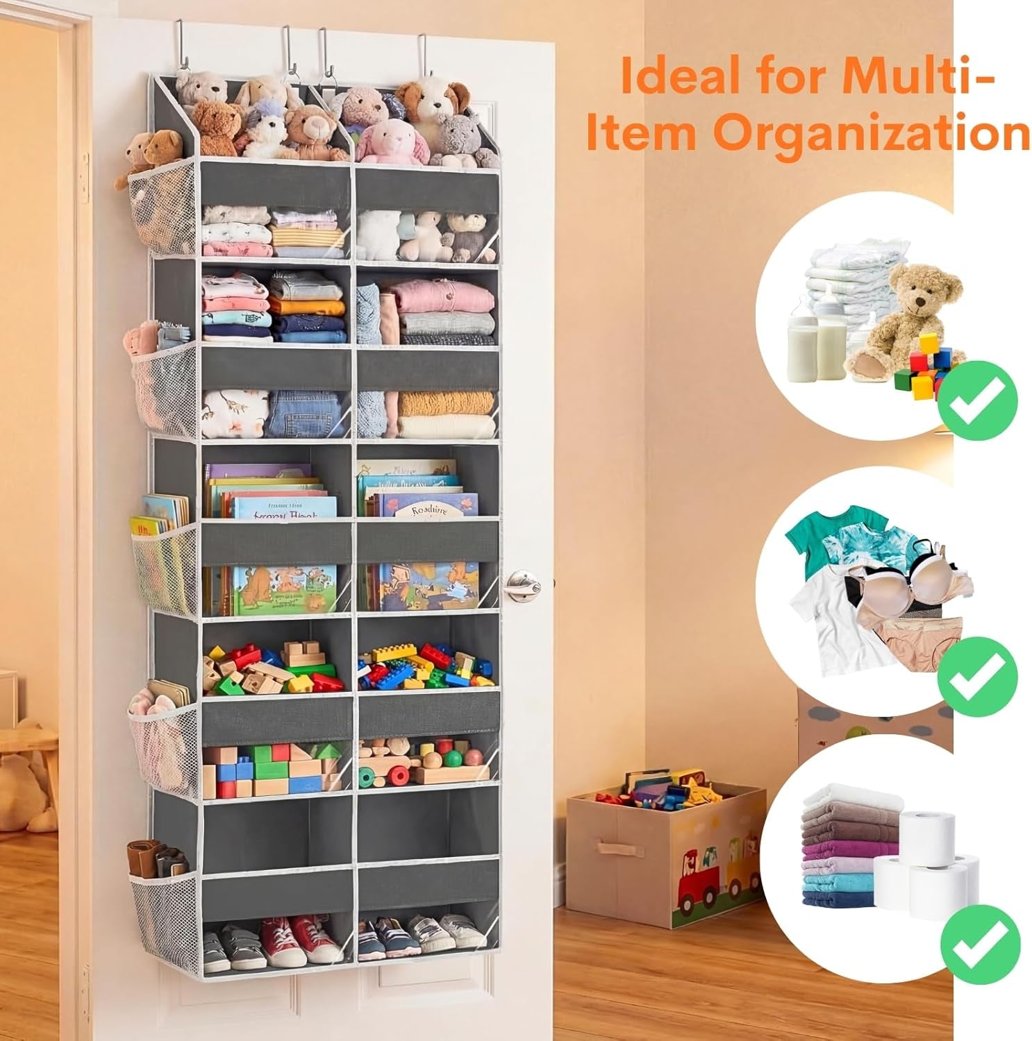 5-Tier over Door Organizer, 10-Compartment Wide Storage Rack
