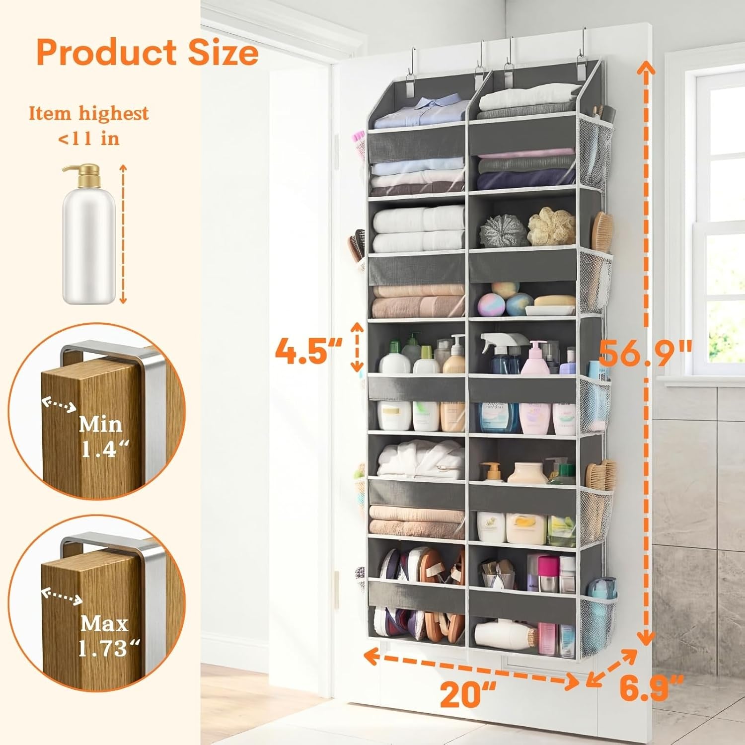 5-Tier over Door Organizer, 10-Compartment Wide Storage Rack