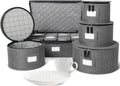 5-Piece China Storage Set | Plates & Mugs | Woven Linen | Gray