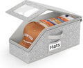 Stackable Hat Storage for Baseball Caps, Holds up to 12 Caps Hat Organizer for Closet, Sturdy Hat Boxes for Men with Cardboard, Grey