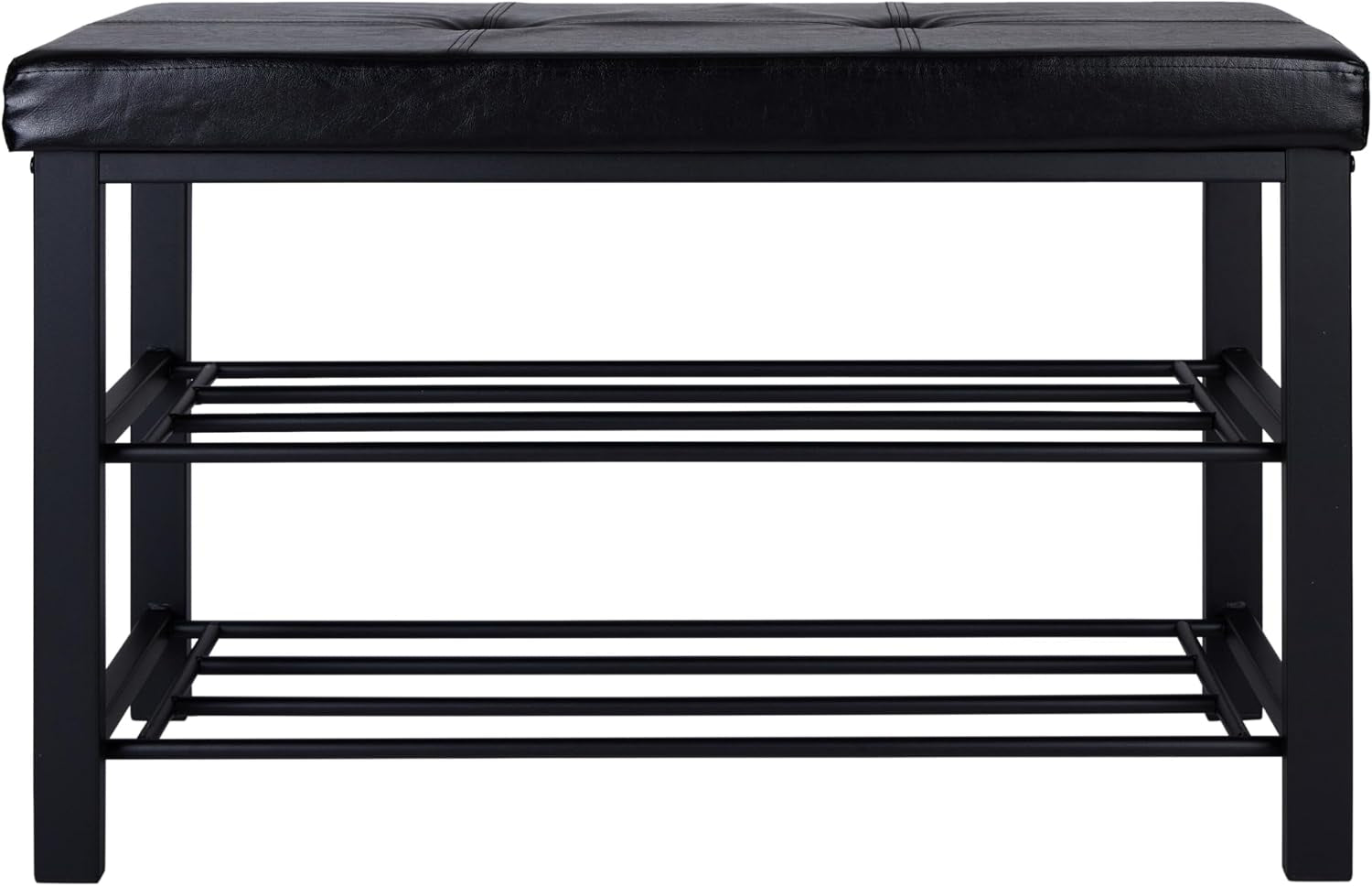 Storage Bench, Shoe Rack, Ottoman, Tufted, Padded Seating for Entryway, Bedroom, Closet & Hallway, Black