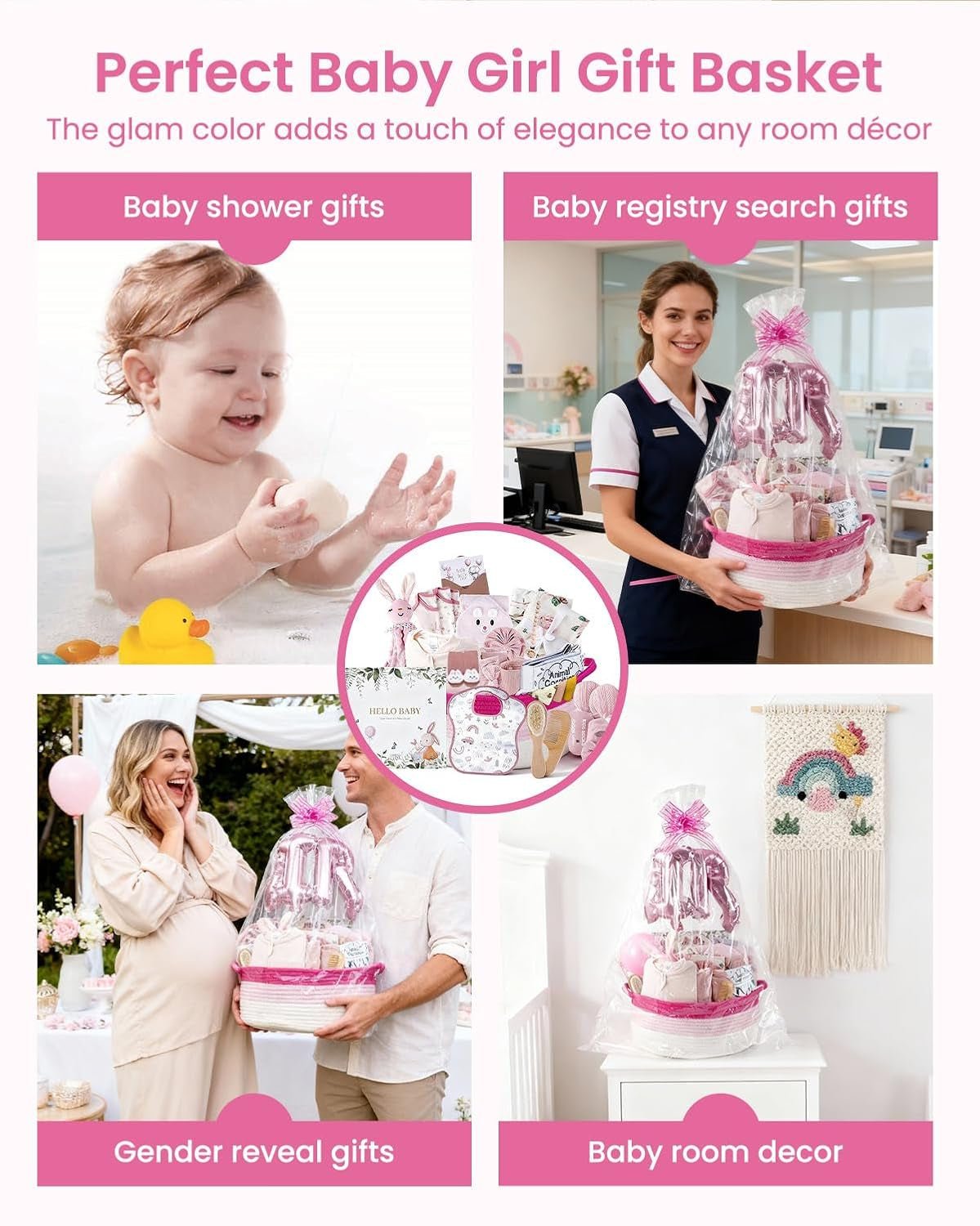 25-Pcs Luxury Baby Gift Basket Set, 0-12M Baby Shower Basket - Lullora