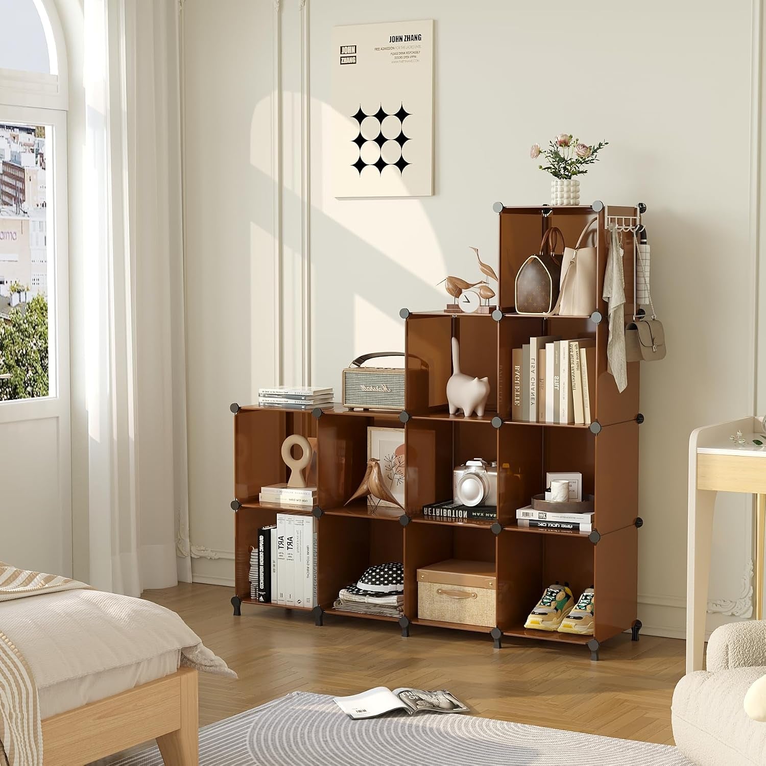 Closet Organizer, 12 Cube Storage Organizer Shelves, Cocoa Brown