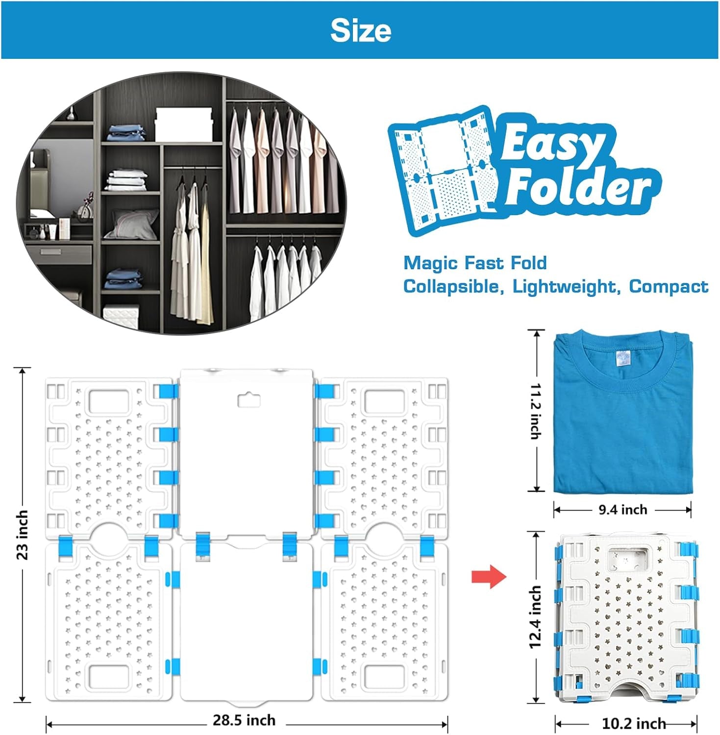 V4 Shirt Folding Board T-Shirt Folder Thickened Widened Lengthened Elevated save Closet Space Unified Shirt Size PP Durable Plastic Helper Tool for Adults Children XS, 28.7''X23.8'' White - Lullora