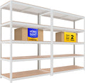 House 48.1" W Deep 5 Tier Heavy Duty Garage Shelving Adjustable Metal Rack Storage Shelves Standing Shelf Unit Organizers Industrial Warehouse Basement White 2Pack