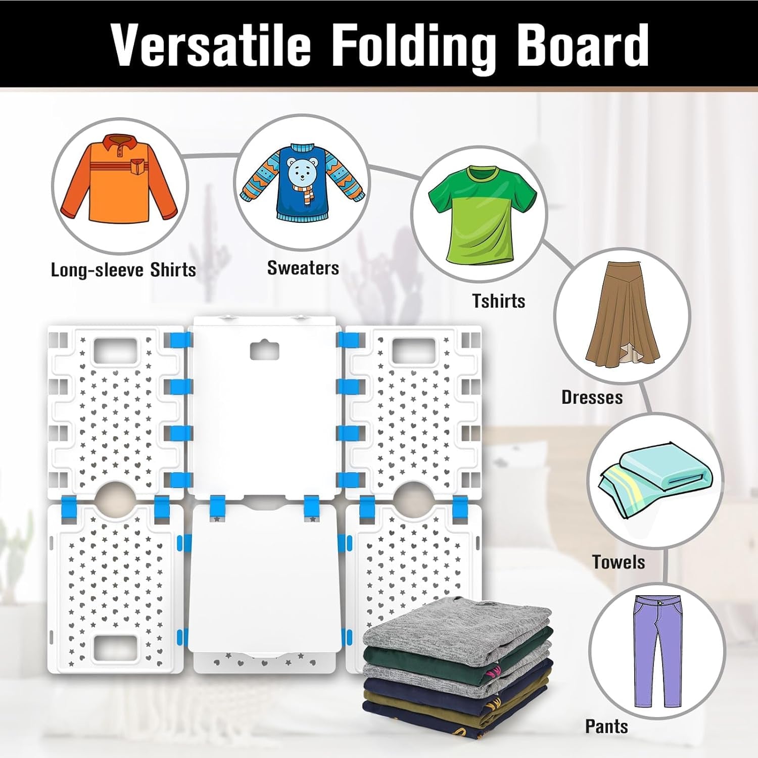 V4 Shirt Folding Board T-Shirt Folder Thickened Widened Lengthened Elevated save Closet Space Unified Shirt Size PP Durable Plastic Helper Tool for Adults Children XS, 28.7''X23.8'' White - Lullora