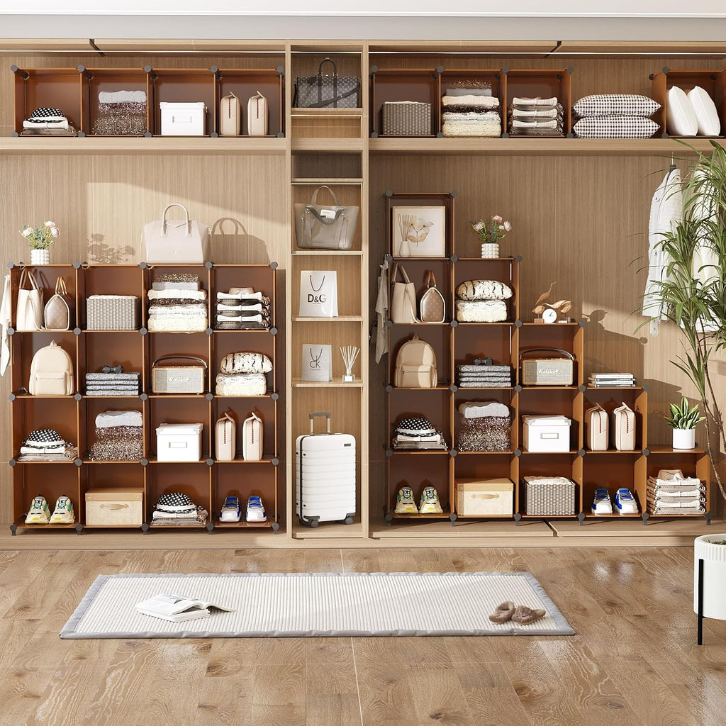 Closet Organizer, 12 Cube Storage Organizer Shelves, Cocoa Brown