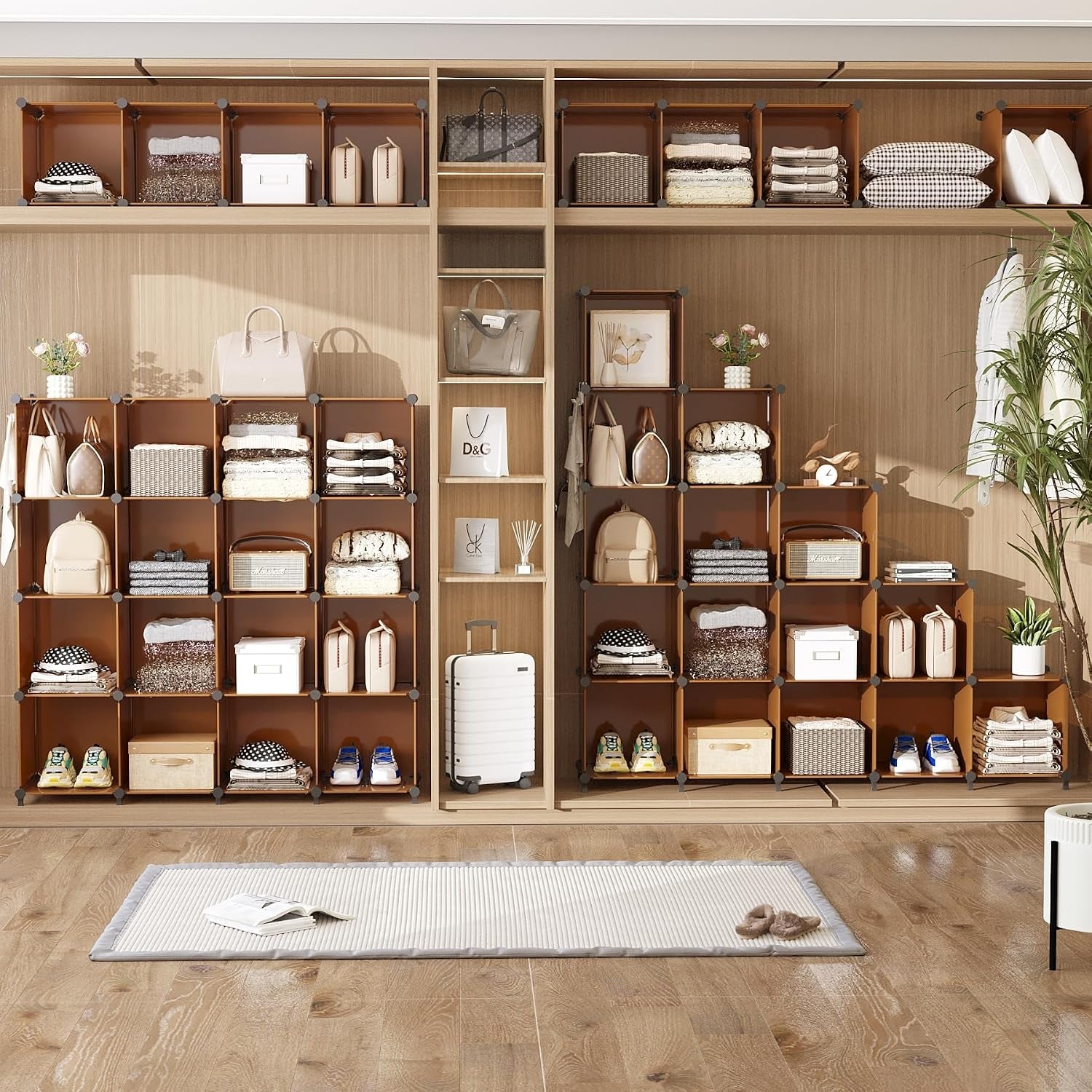 Closet Organizer, 12 Cube Storage Organizer Shelves, Cocoa Brown