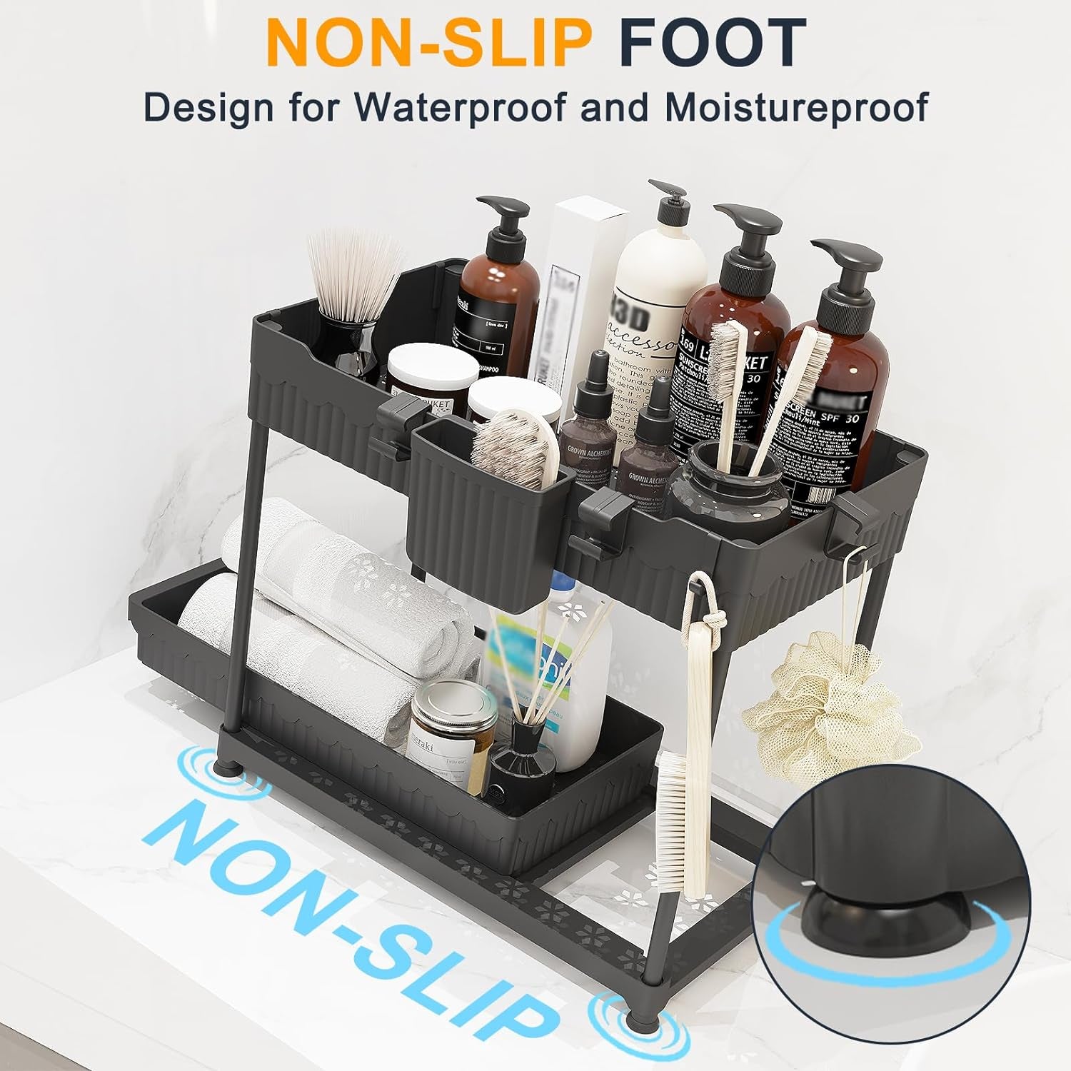 2-Pack 2-Tier under Sink Organizers with Sliding Drawers
