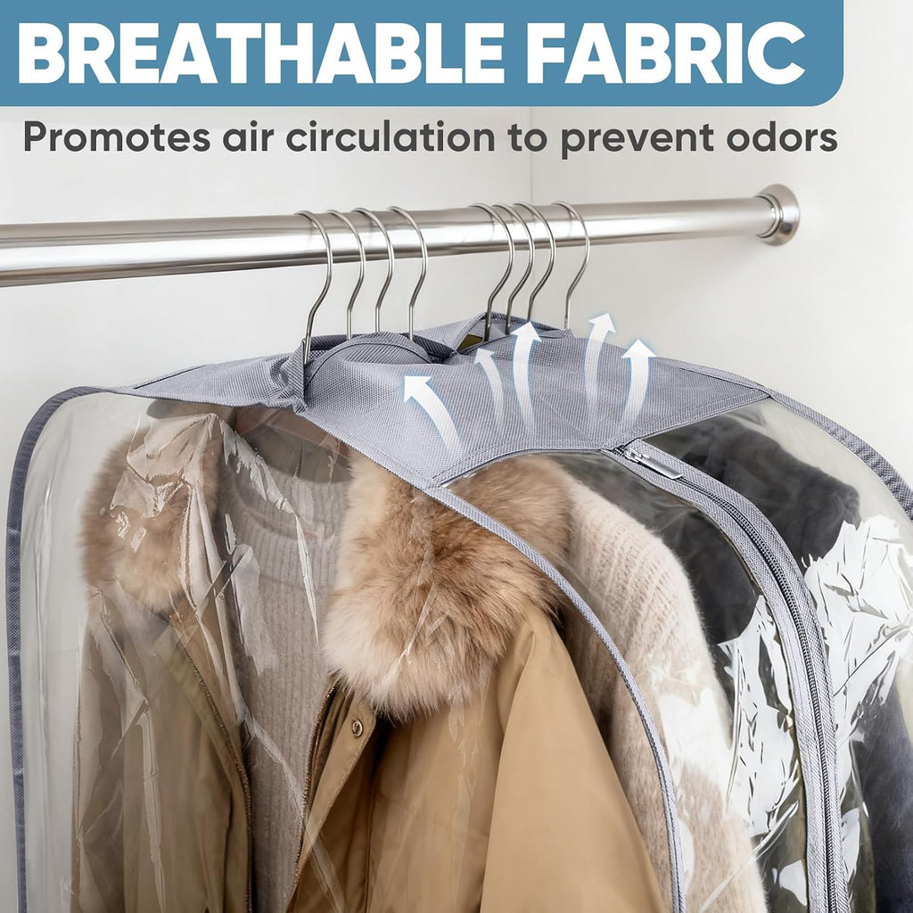 1PK Clear Garment Bags for Hanging Clothes, 60" Dress Suit Bag
