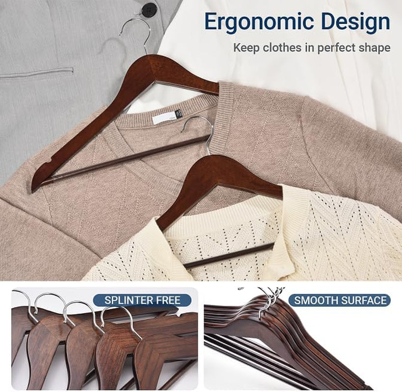 20 Pack Retro Wooden Coat Hangers, Wood Suit Hangers