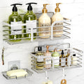 Shower Caddy, Shower Organizer with Soap Holder and Hooks, Rustproof Shower Shelves, No Drilling Bathroom Organizers and Storage, Wall-Mounted Kitchen & Home Decor (Silver)