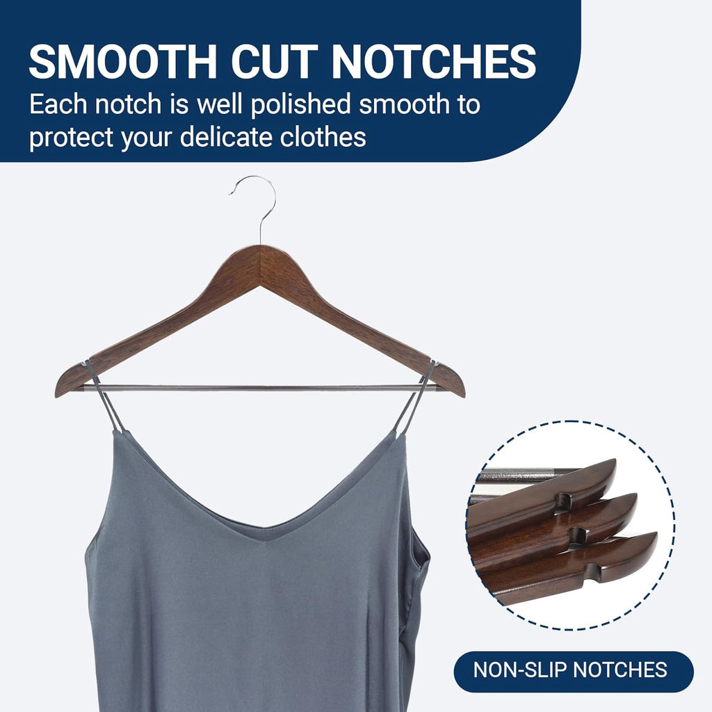 20 Pack Retro Wooden Coat Hangers, Wood Suit Hangers