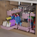 3-Pack 2-Tier L-Shaped under Sink Organizers with Sliding Drawers