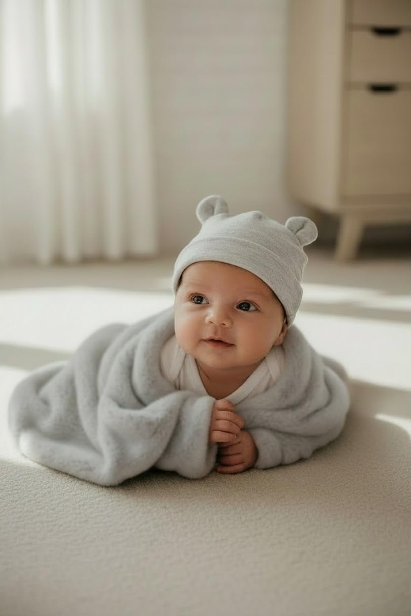 Luxury Faux Fur Baby Blanket – Premium Non-Toxic Gift for Newborn & Toddler – Oeko-Tex Certified, Shed-Free, Machine Washable 30"X36" (Pacific Fog Grey) - Lullora