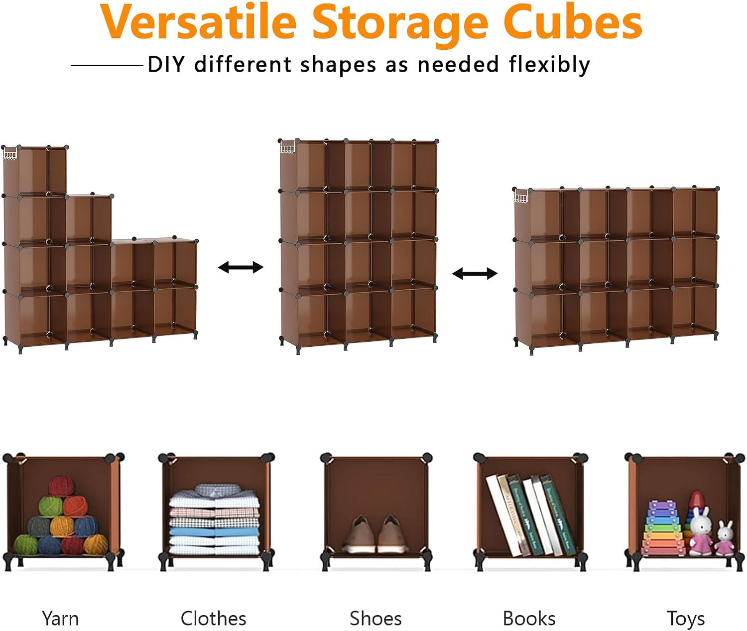 Closet Organizer, 12 Cube Storage Organizer Shelves, Cocoa Brown