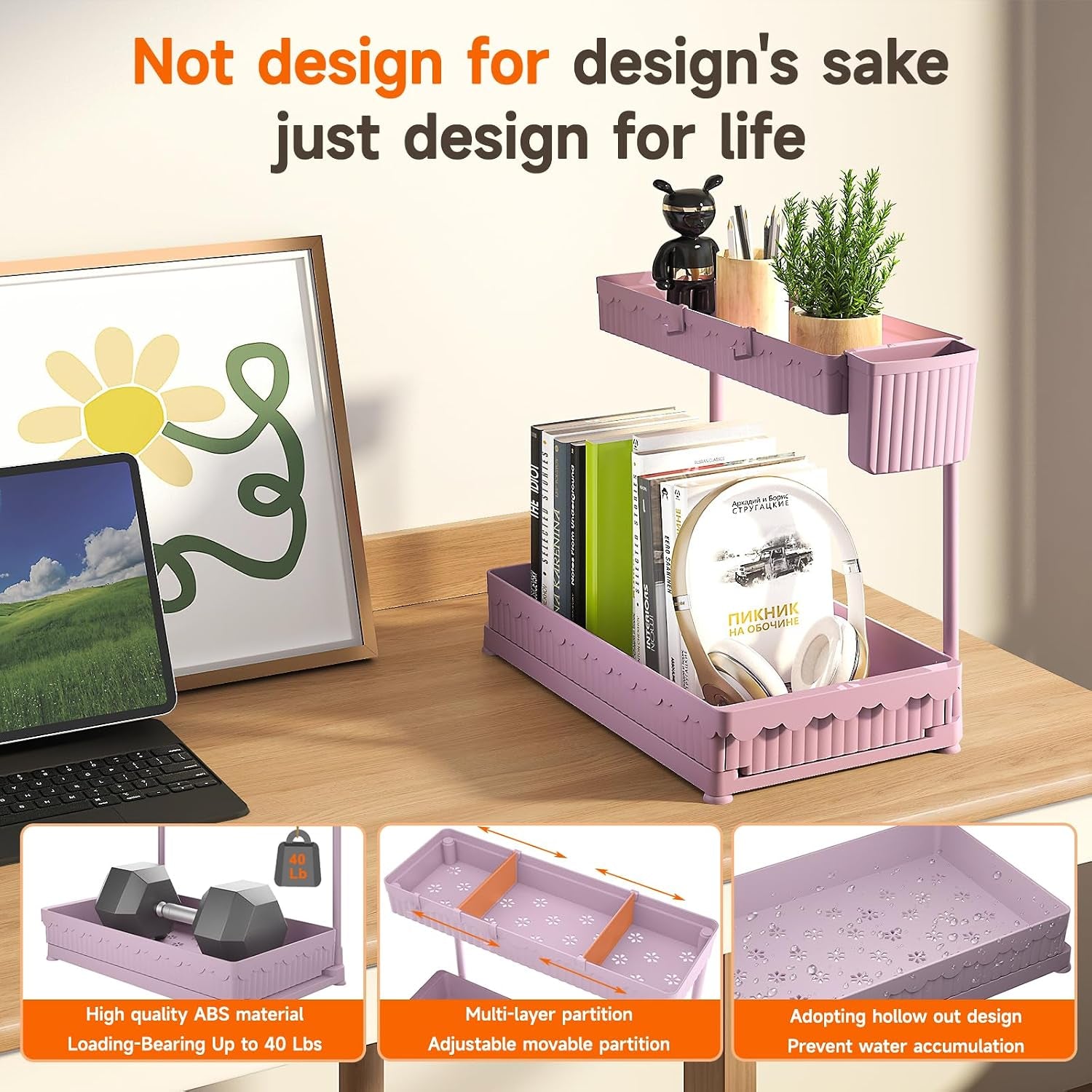 3-Pack 2-Tier L-Shaped under Sink Organizers with Sliding Drawers