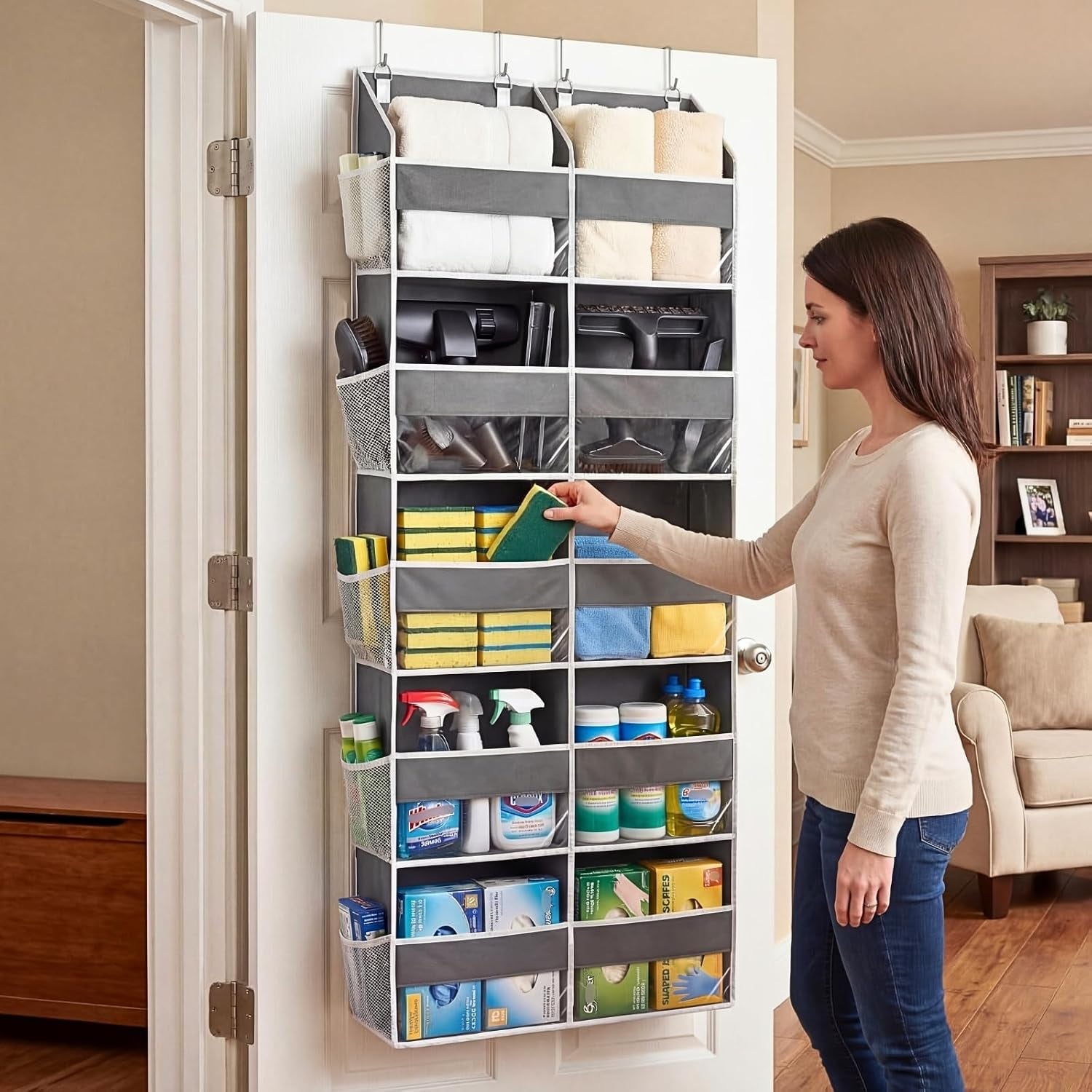 5-Tier over Door Organizer, 10-Compartment Wide Storage Rack