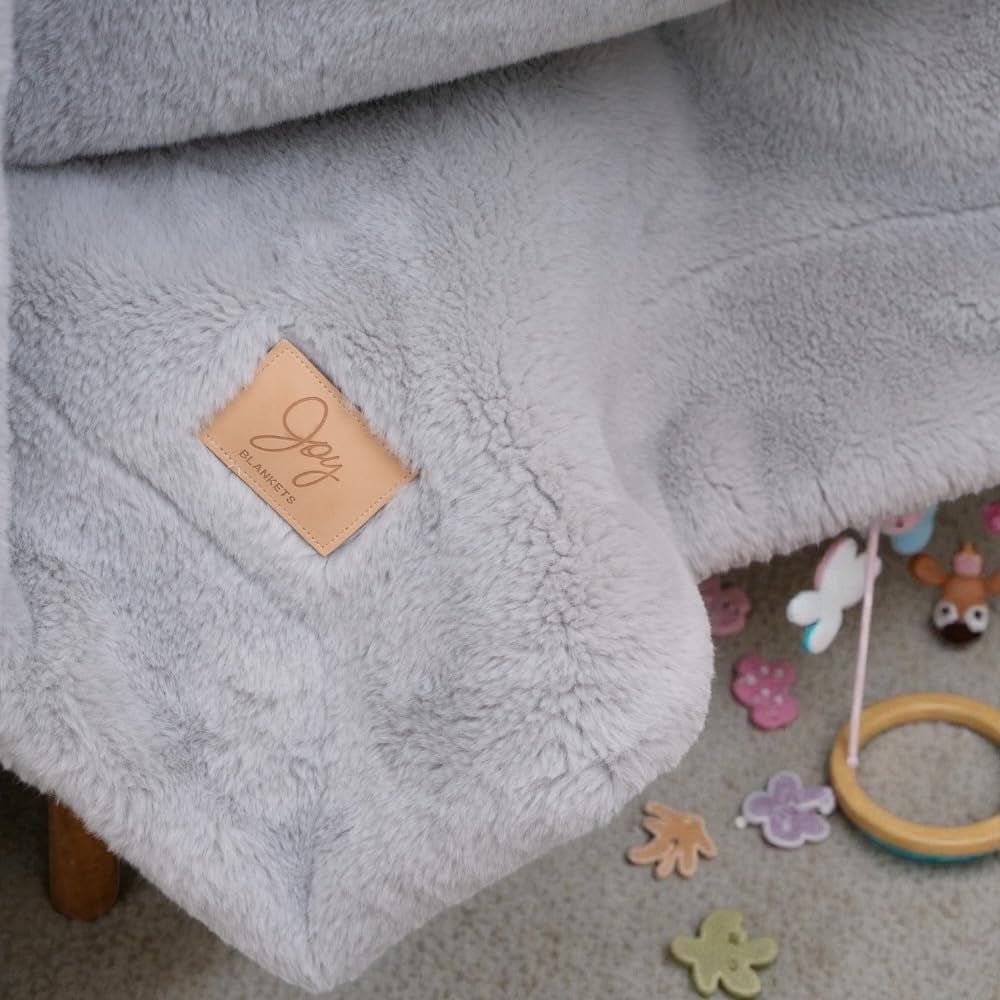 Luxury Faux Fur Baby Blanket – Premium Non-Toxic Gift for Newborn & Toddler – Oeko-Tex Certified, Shed-Free, Machine Washable 30"X36" (Pacific Fog Grey) - Lullora