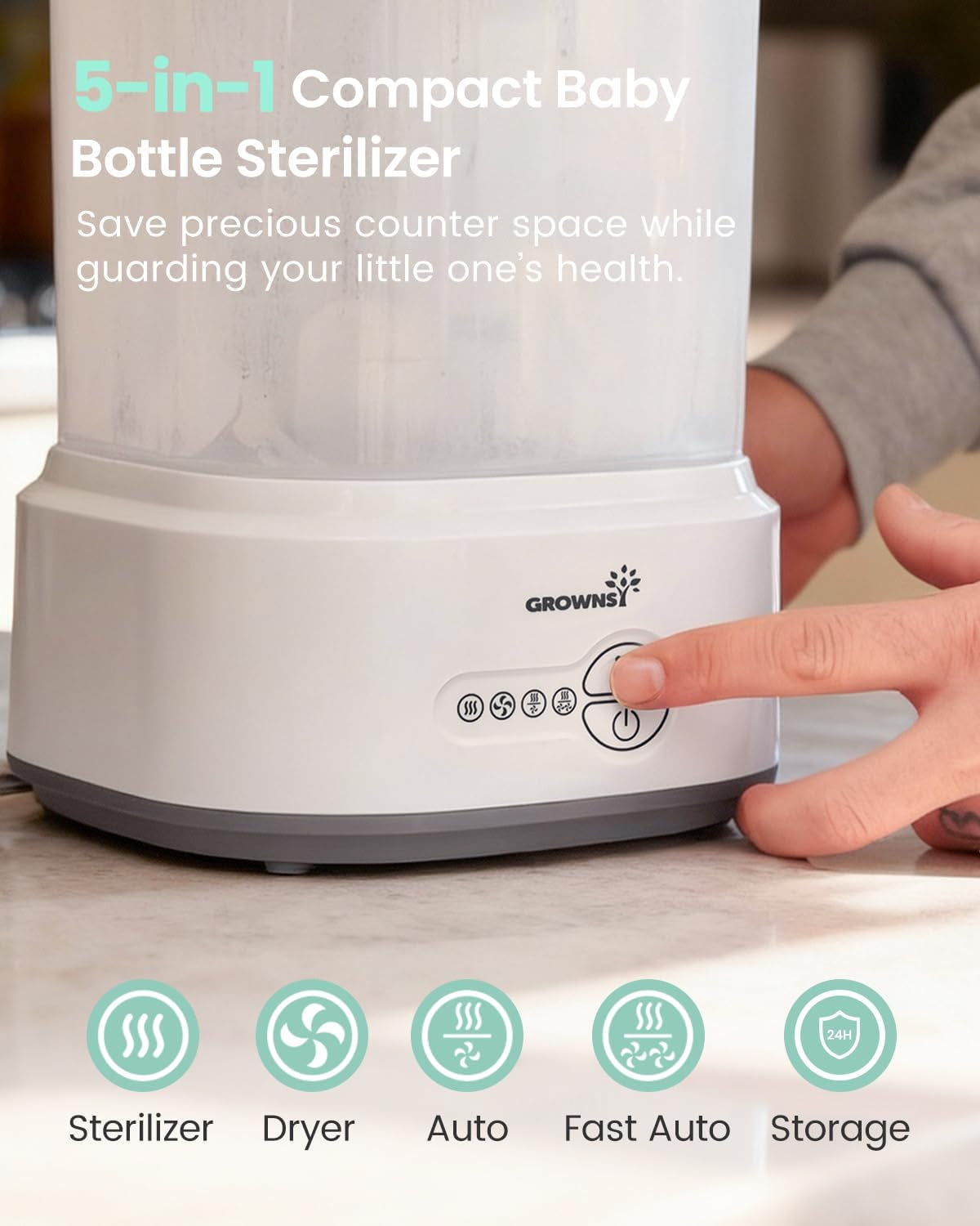 Compact Baby Bottle Sterilizer and Dryer with Fast Sanitization