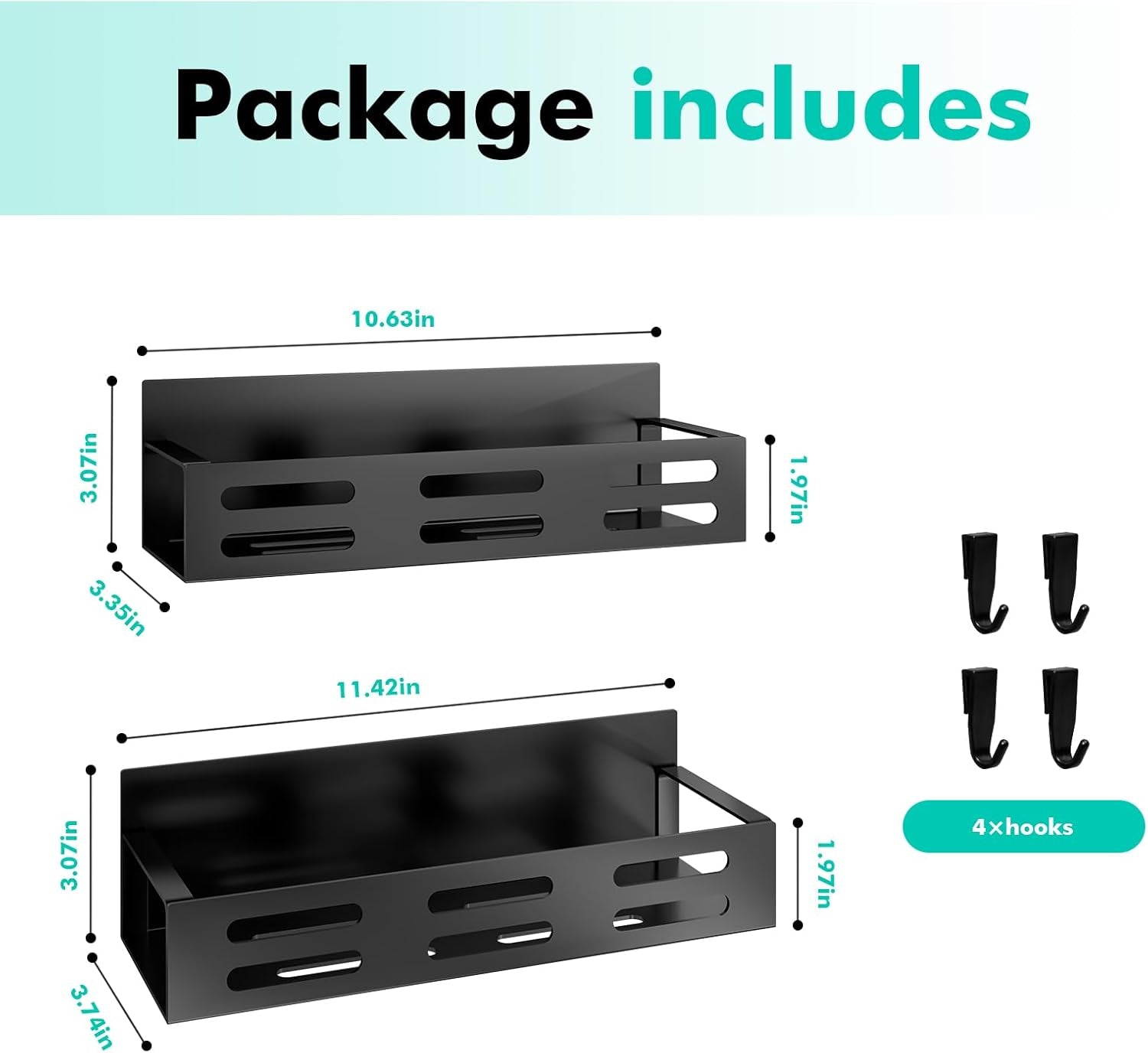 2 Pack Magnetic Spice Rack for Refrigerator, Black Magnetic Shelf and Fridge Kitchen Cabinet Organizers Storage Seasoning Organization Mini Shelves, Organizadores De Cocina