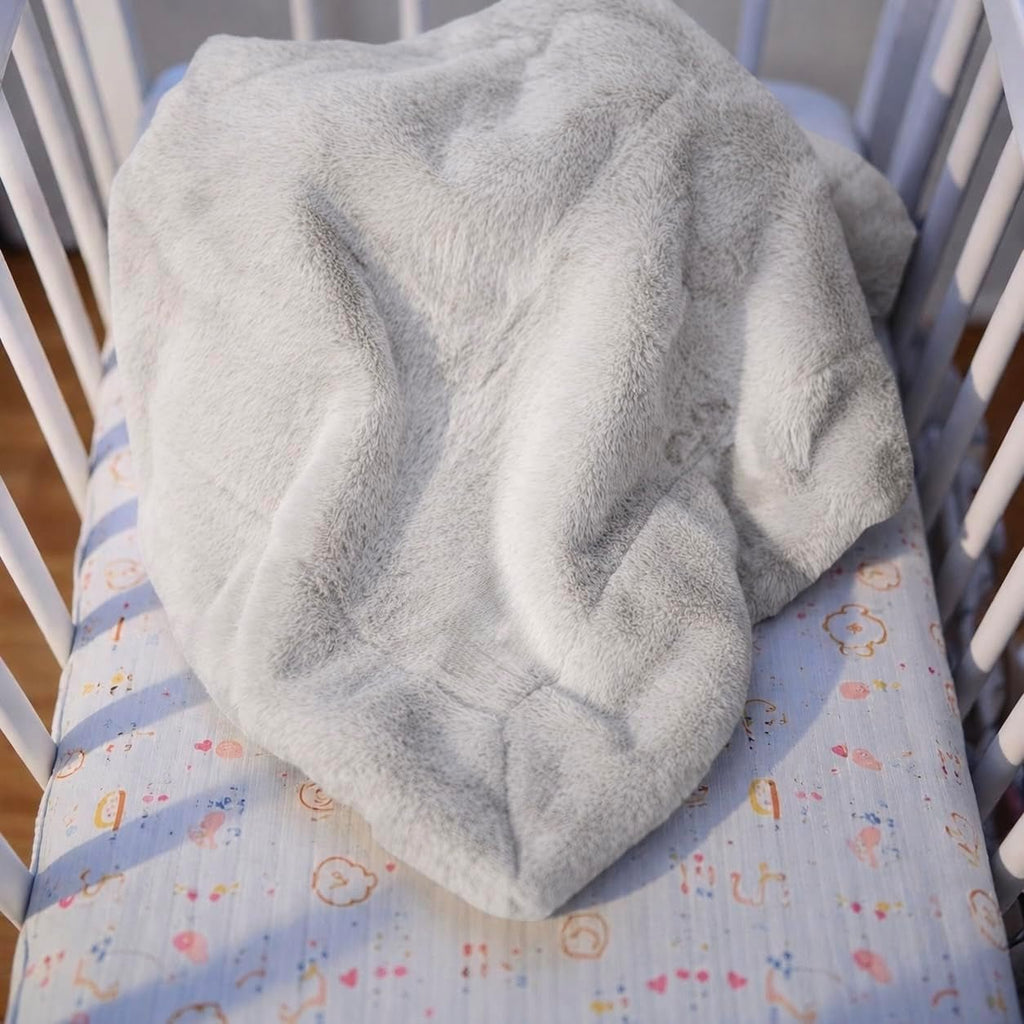 Luxury Faux Fur Baby Blanket – Premium Non-Toxic Gift for Newborn & Toddler – Oeko-Tex Certified, Shed-Free, Machine Washable 30"X36" (Pacific Fog Grey) - Lullora
