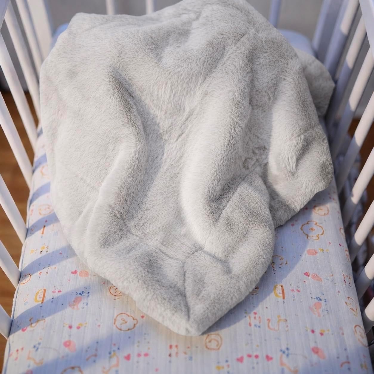 Luxury Faux Fur Baby Blanket – Premium Non-Toxic Gift for Newborn & Toddler – Oeko-Tex Certified, Shed-Free, Machine Washable 30"X36" (Pacific Fog Grey) - Lullora