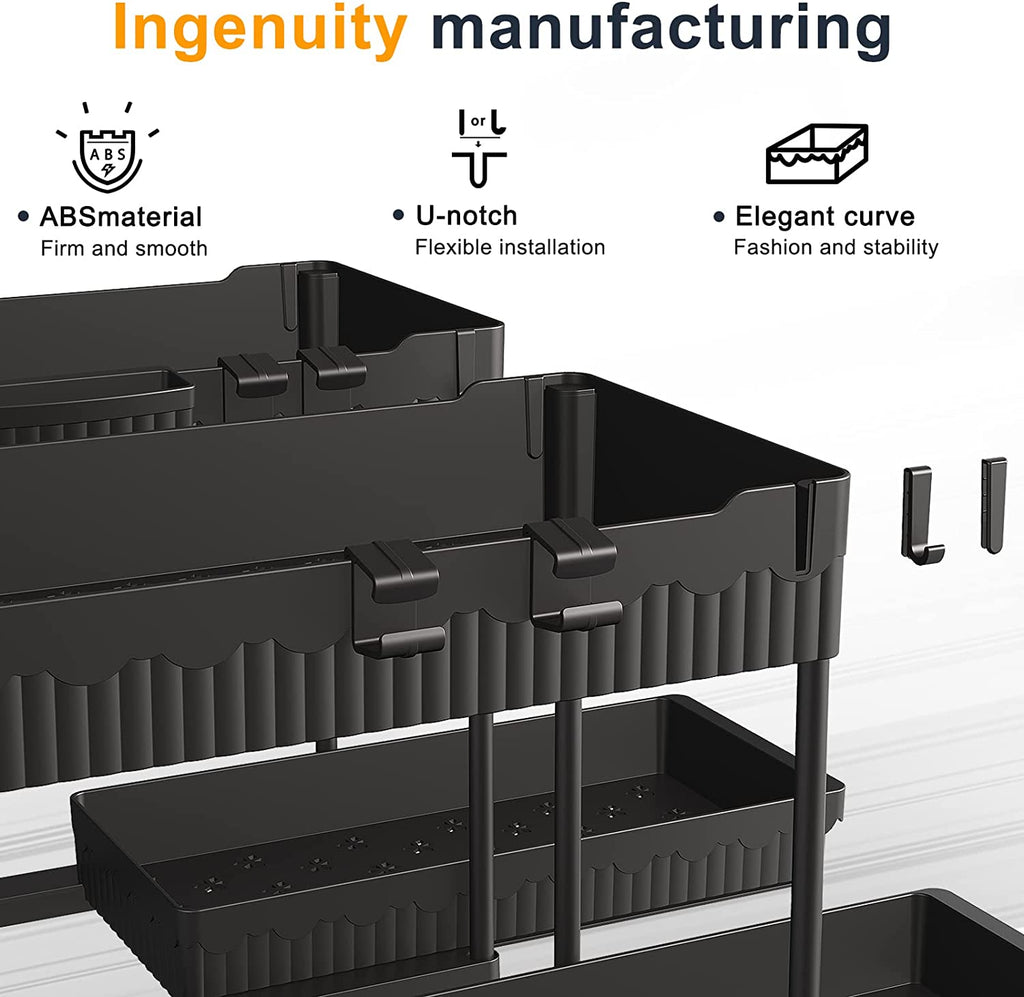 2-Pack 2-Tier under Sink Organizers with Sliding Drawers