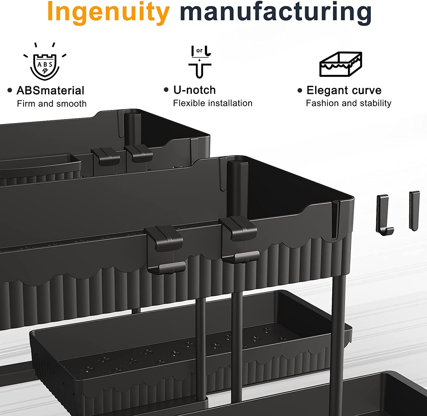 2-Pack 2-Tier under Sink Organizers with Sliding Drawers