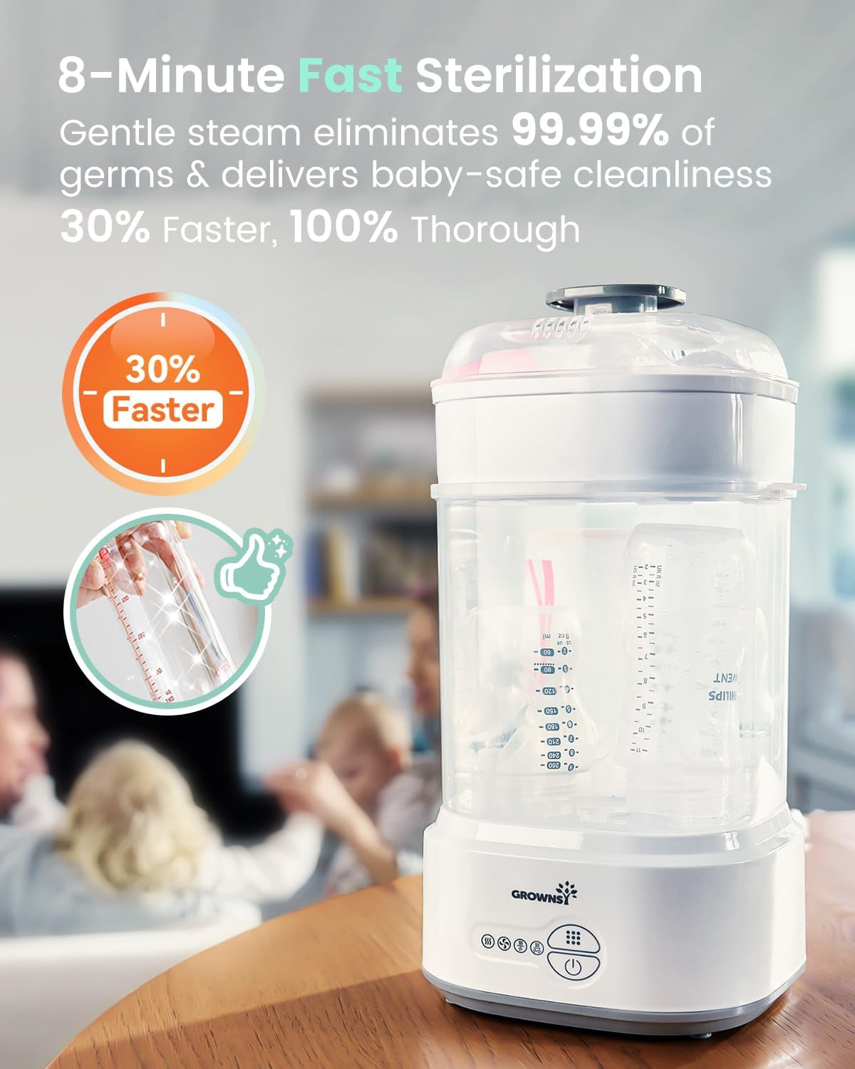 Compact Baby Bottle Sterilizer and Dryer with Fast Sanitization