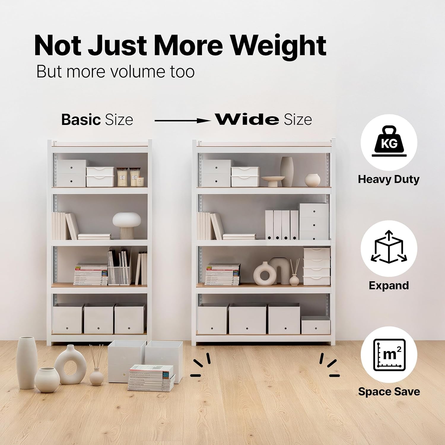 House 48.1" W Deep 5 Tier Heavy Duty Garage Shelving Adjustable Metal Rack Storage Shelves Standing Shelf Unit Organizers Industrial Warehouse Basement White 2Pack