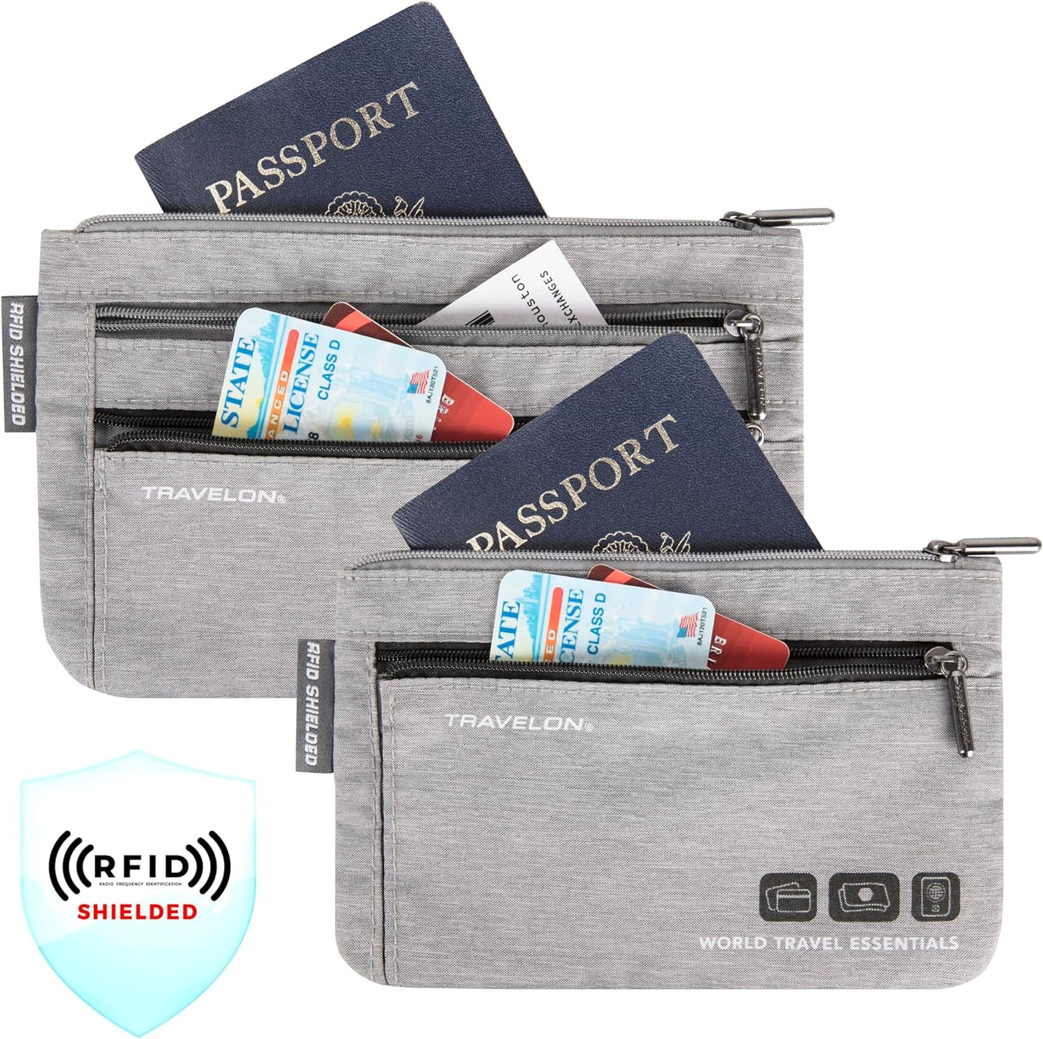 World Travel Essentials Set of 2 Currency and Passport Organizers