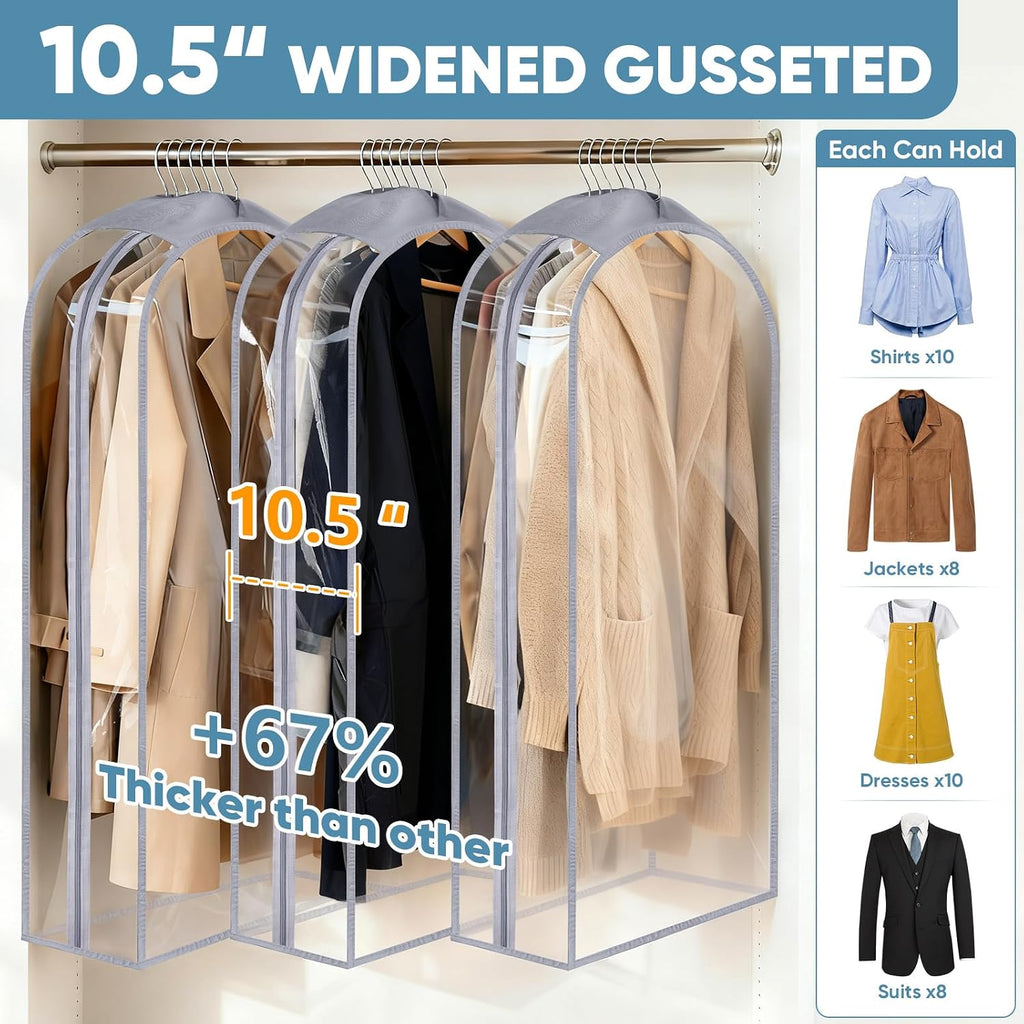 1PK Clear Garment Bags for Hanging Clothes, 60" Dress Suit Bag