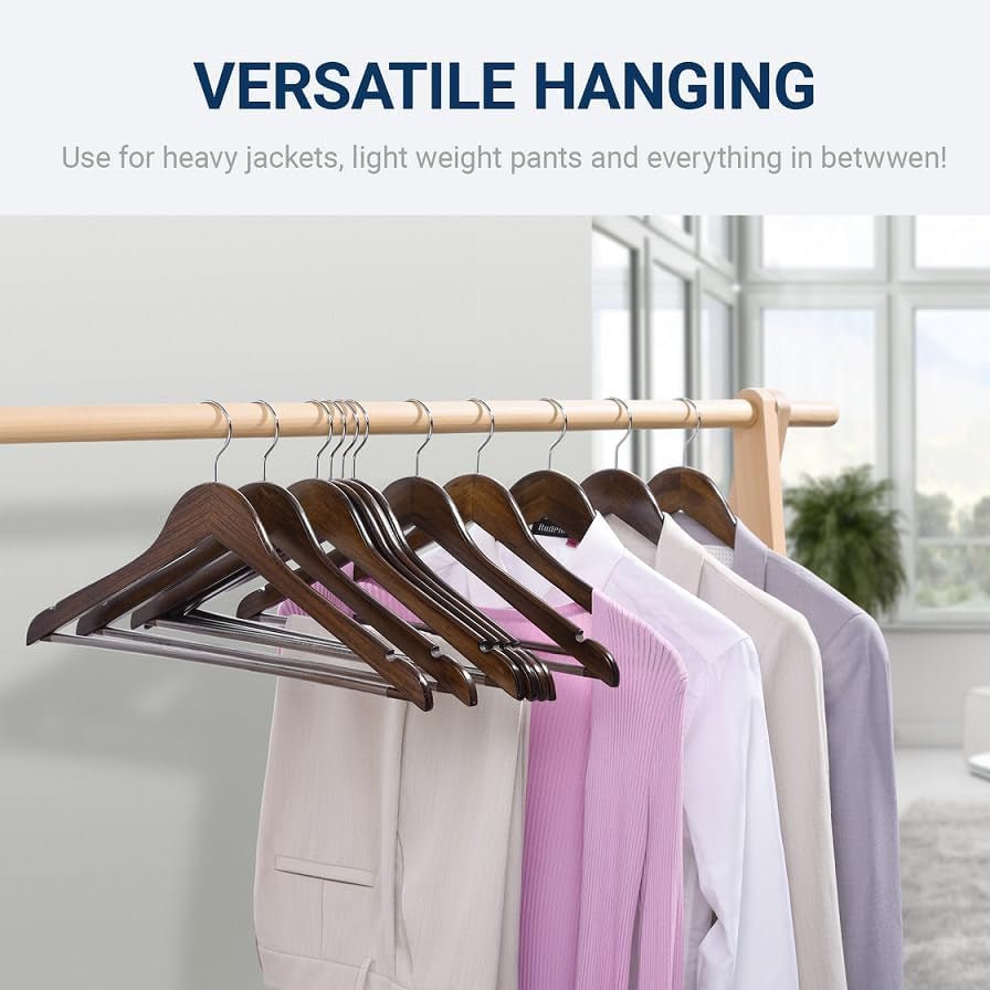 20 Pack Retro Wooden Coat Hangers, Wood Suit Hangers