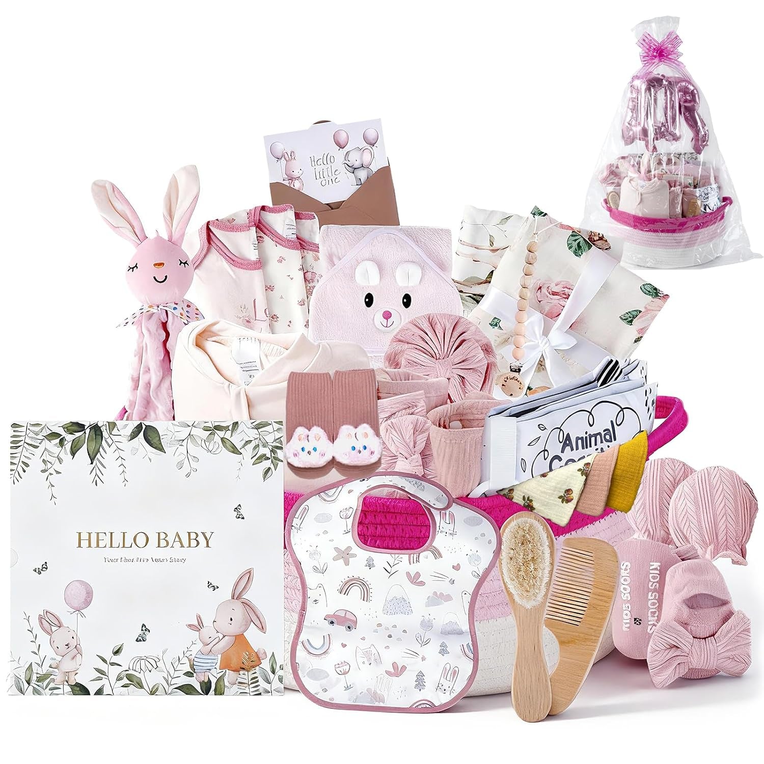 25-Pcs Luxury Baby Gift Basket Set, 0-12M Baby Shower Basket - Lullora