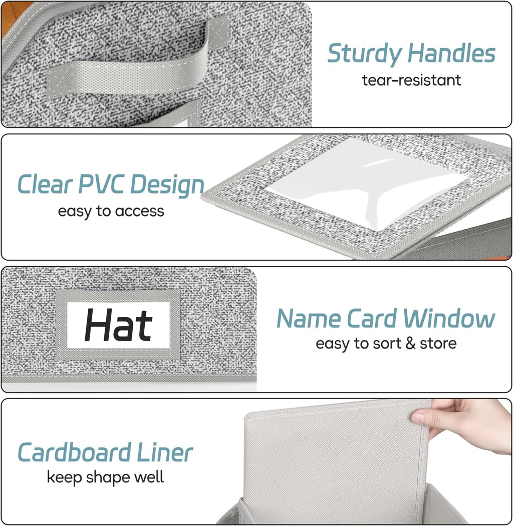 Stackable Hat Storage for Baseball Caps, Holds up to 12 Caps Hat Organizer for Closet, Sturdy Hat Boxes for Men with Cardboard, Grey