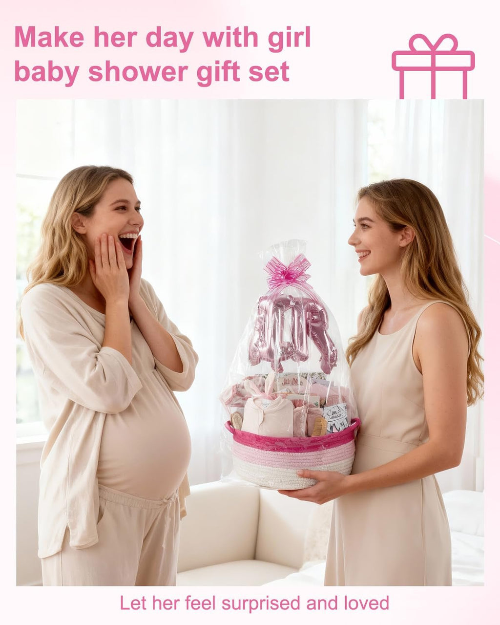 25-Pcs Luxury Baby Gift Basket Set, 0-12M Baby Shower Basket - Lullora