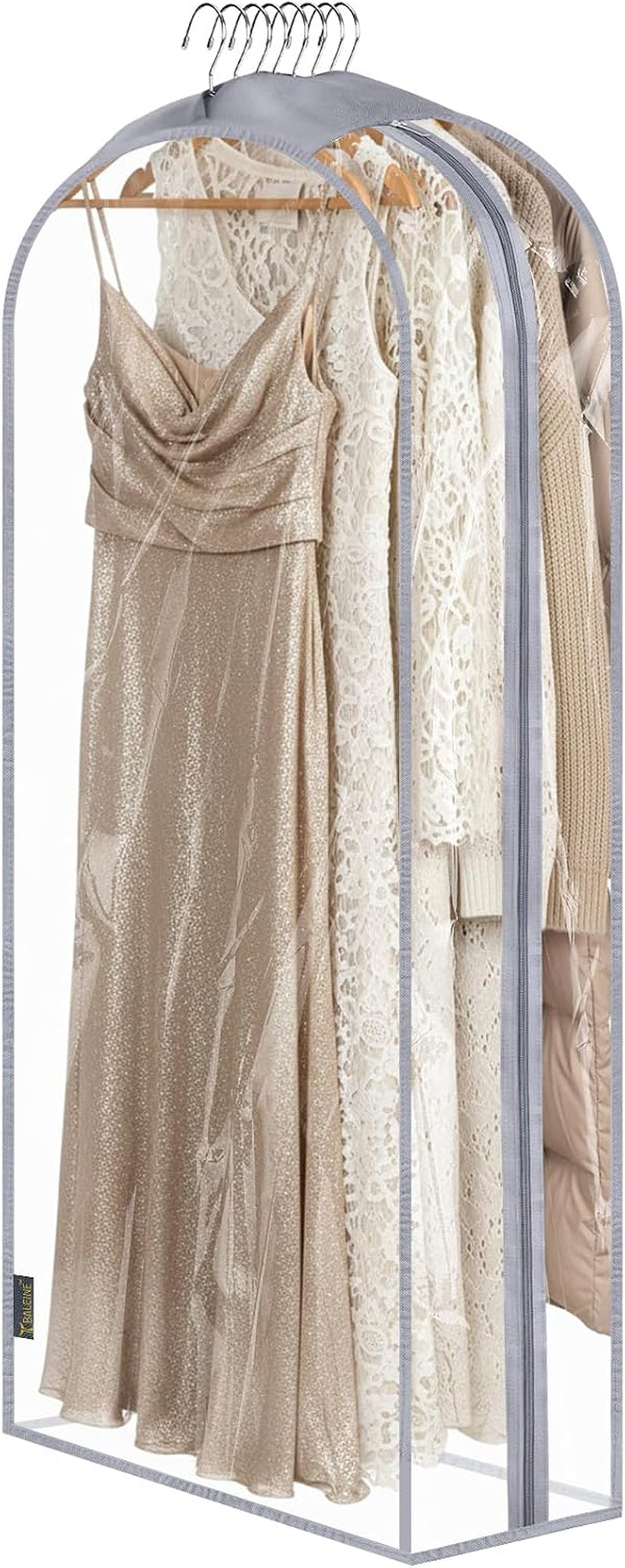 1PK Clear Garment Bags for Hanging Clothes, 60" Dress Suit Bag