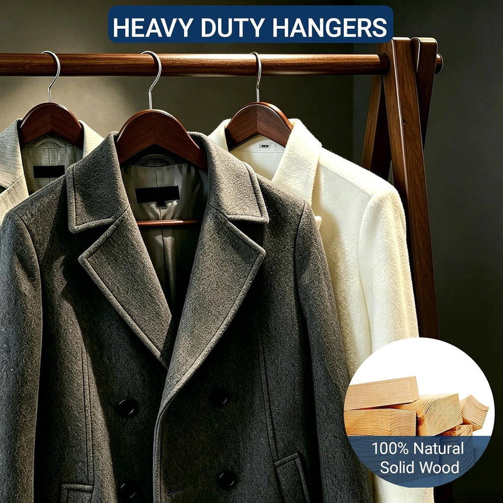 20 Pack Retro Wooden Coat Hangers, Wood Suit Hangers