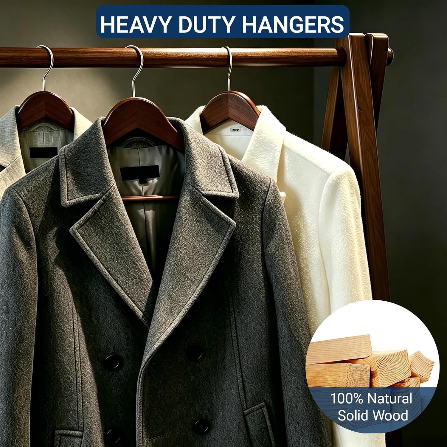 20 Pack Retro Wooden Coat Hangers, Wood Suit Hangers