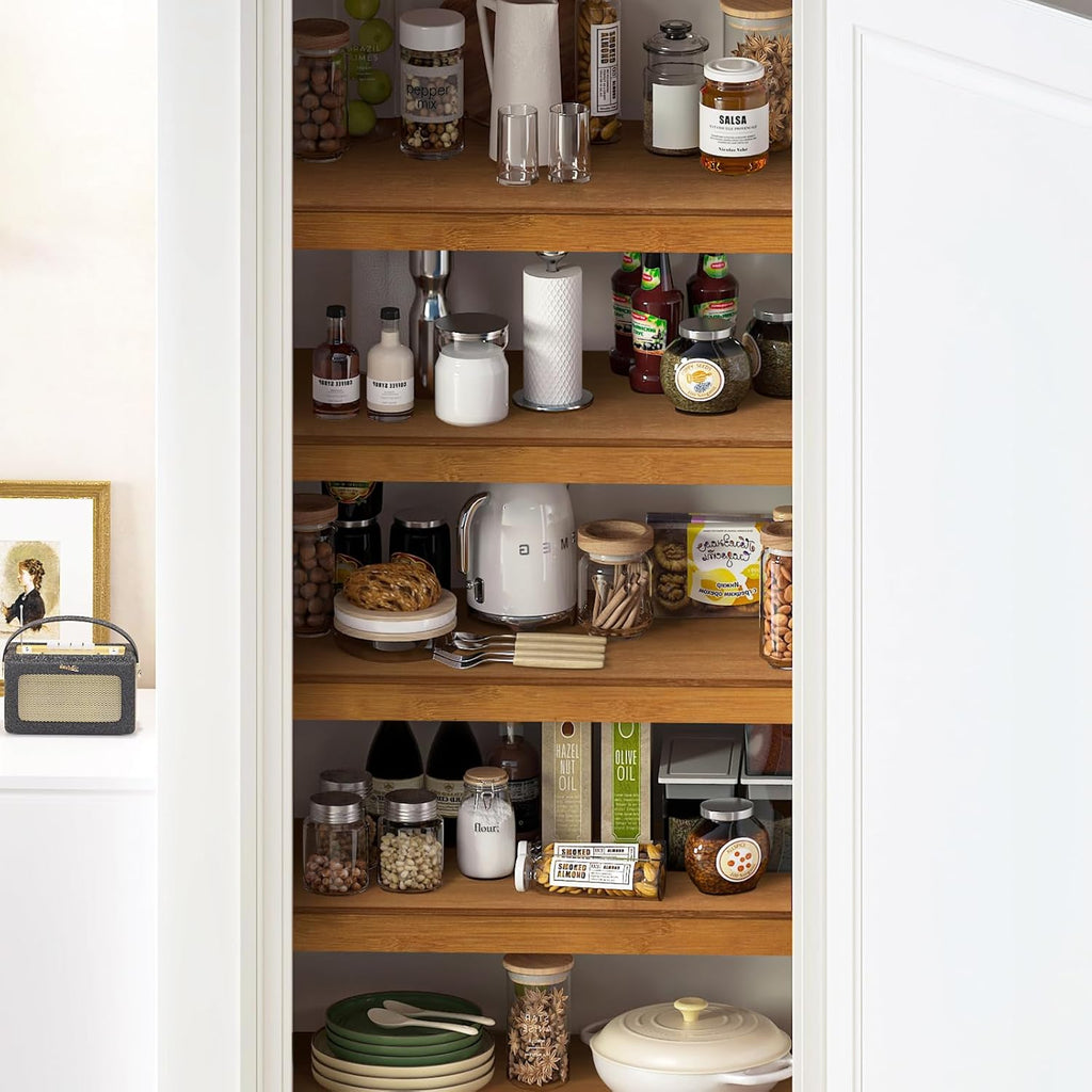 Wire Shelf Covers, Bamboo Wire Rack Covers for Pantry, Closet (5Pcs, 26" W X 12" D) - Lullora