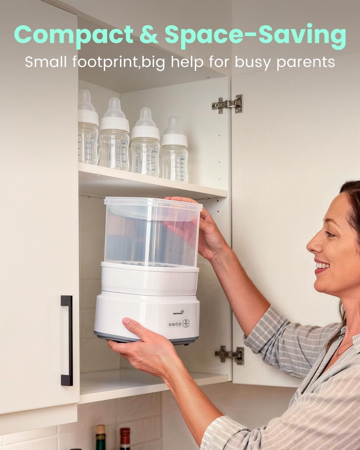 Compact Baby Bottle Sterilizer and Dryer with Fast Sanitization
