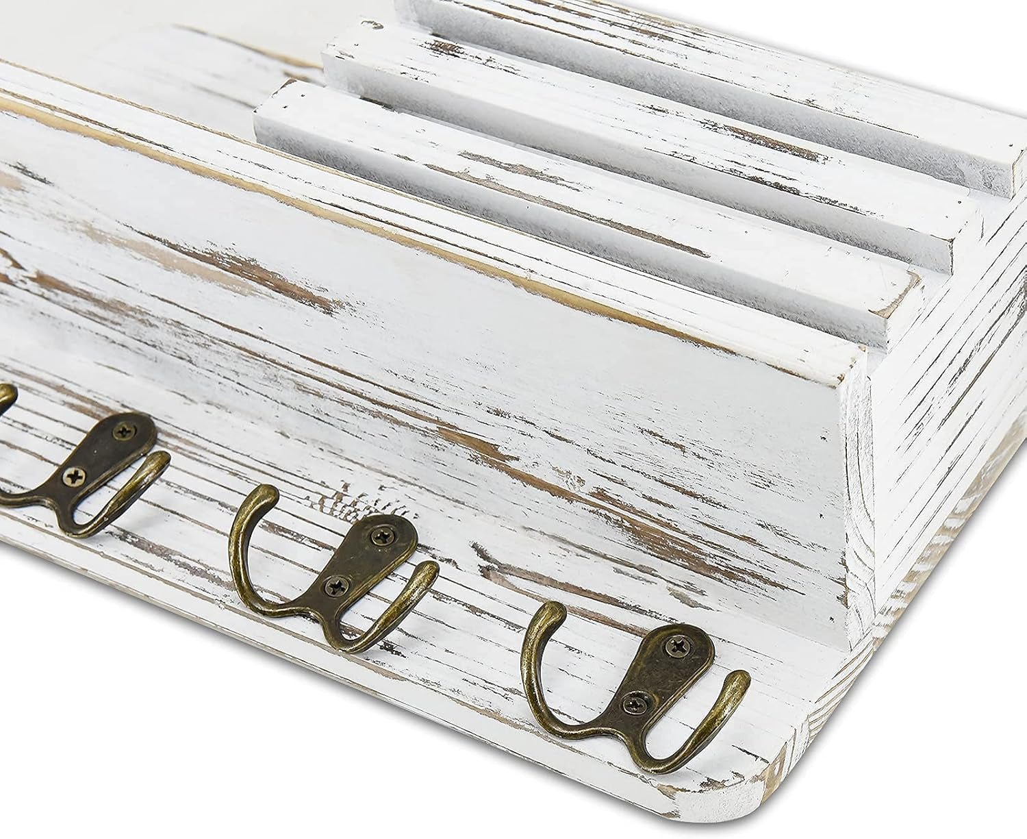 Key Holder for Wall Decorative, Mail Organizer Wall Mount, Mail Holder Wall Mount, Wall Hooks for Hanging, Key Rack Key Hooks for Wall, Key and Mail Holder for Wall (White)