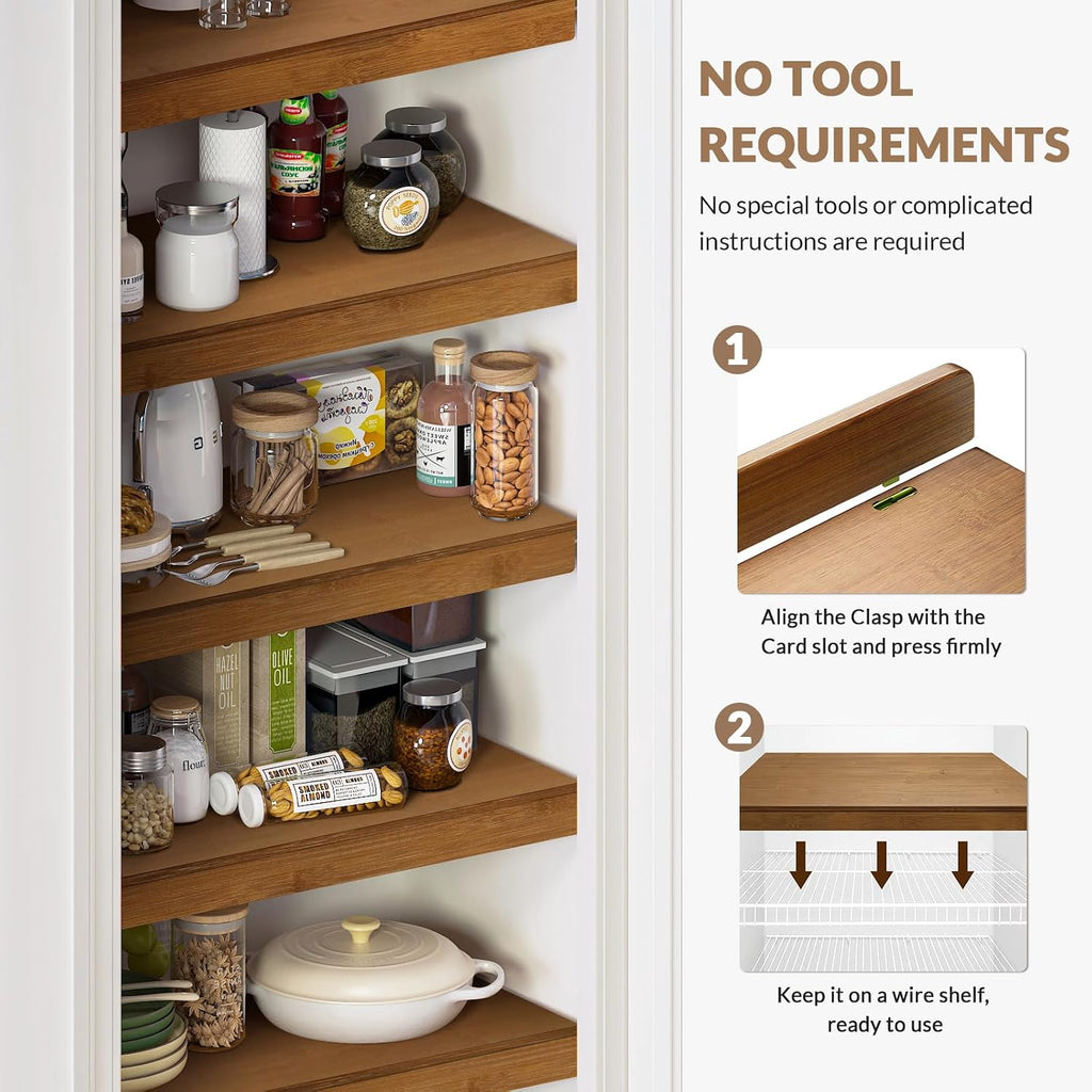 Wire Shelf Covers, Bamboo Wire Rack Covers for Pantry, Closet (5Pcs, 26" W X 12" D) - Lullora
