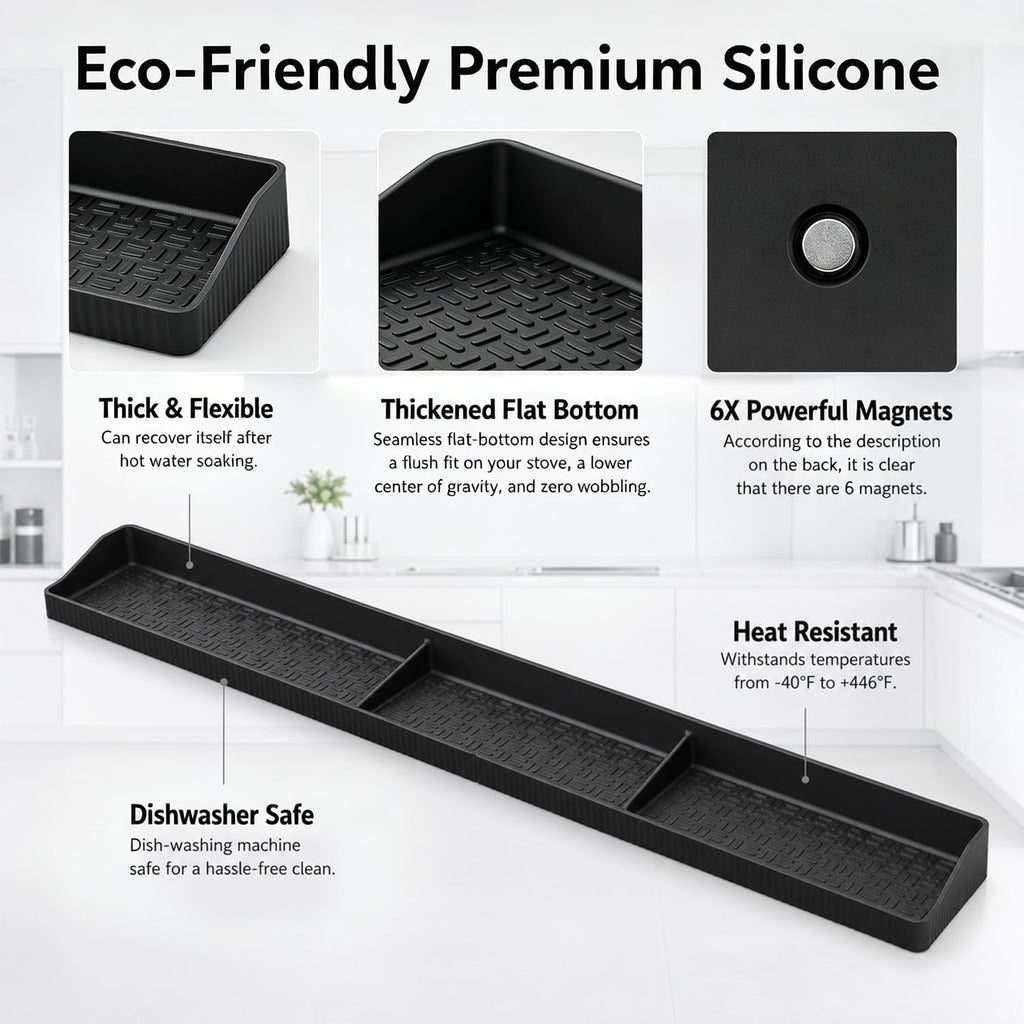 30" Magnetic Stove Top Shelf, Silicone over the Stove Spice Rack Organizer