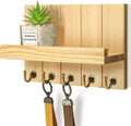 Key Holder Wall Mount with 5 Hooks for Entryway, Original Wood