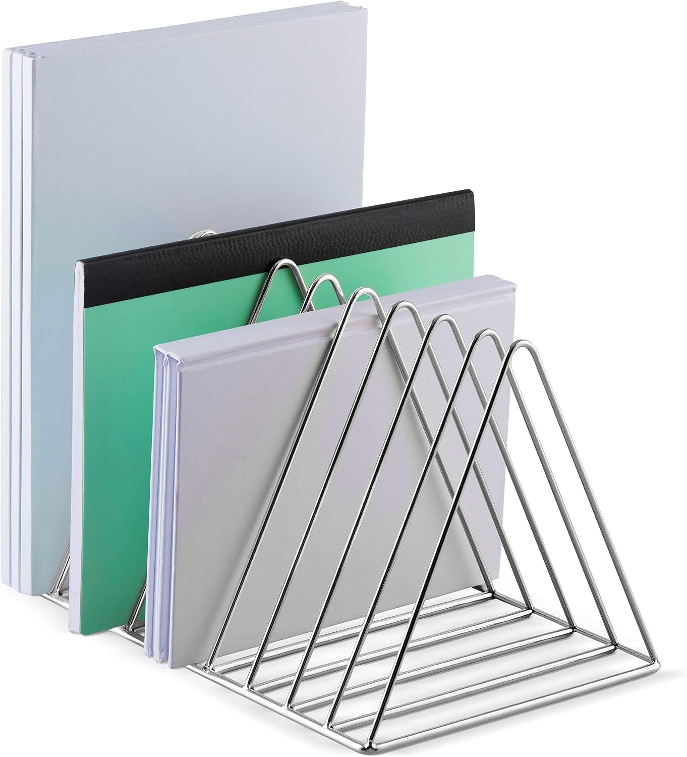 Desk Organizers and Accessories, Desk Bookshelf - Home Office Accessories Desktop Organizer | Desk Decor, Office Supply Organizer, Mail Organizer for Desk | the Wire Collection, Chrome