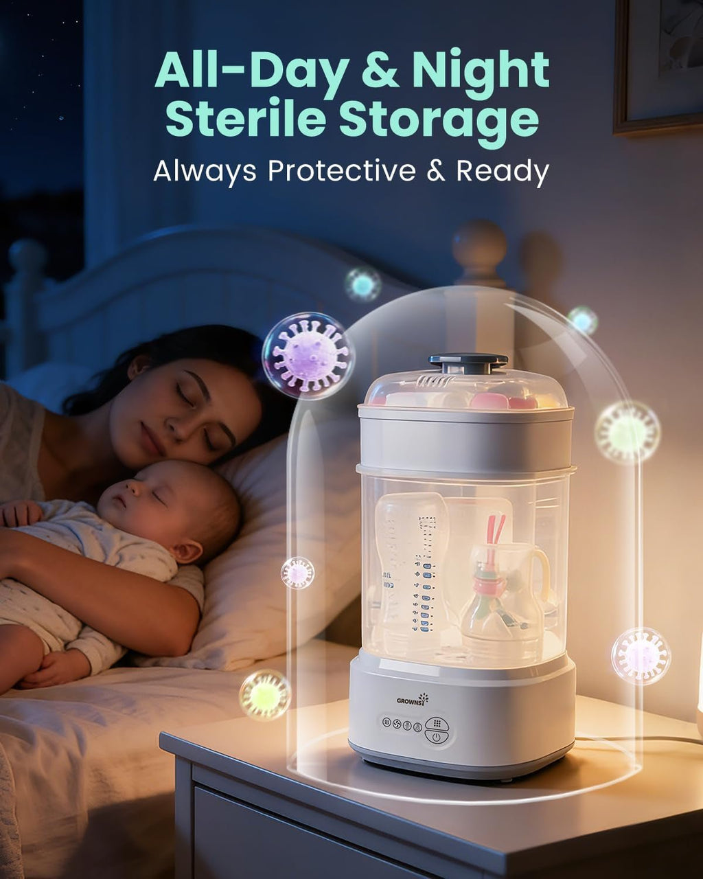 Compact Baby Bottle Sterilizer and Dryer with Fast Sanitization