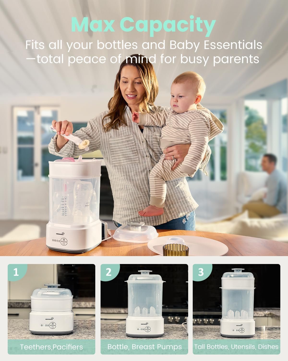 Compact Baby Bottle Sterilizer and Dryer with Fast Sanitization
