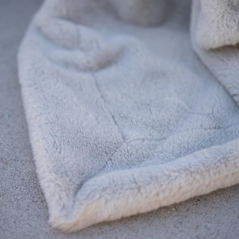 Luxury Faux Fur Baby Blanket – Premium Non-Toxic Gift for Newborn & Toddler – Oeko-Tex Certified, Shed-Free, Machine Washable 30"X36" (Pacific Fog Grey) - Lullora